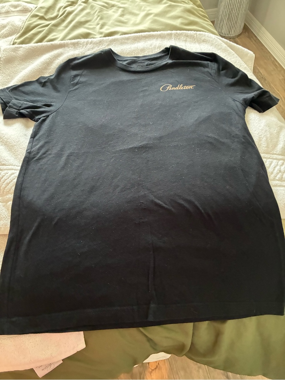Pendleton Black Tee with Gold Script Logo